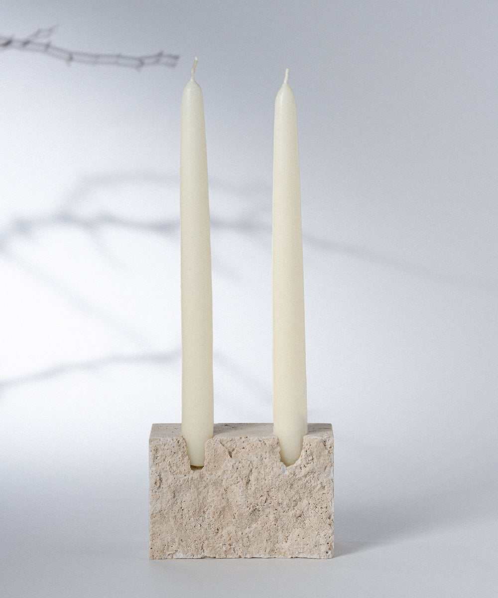Thea - 2 Candle Holder - Rough Finish, hand-finished home decor by pluto. Dubai
