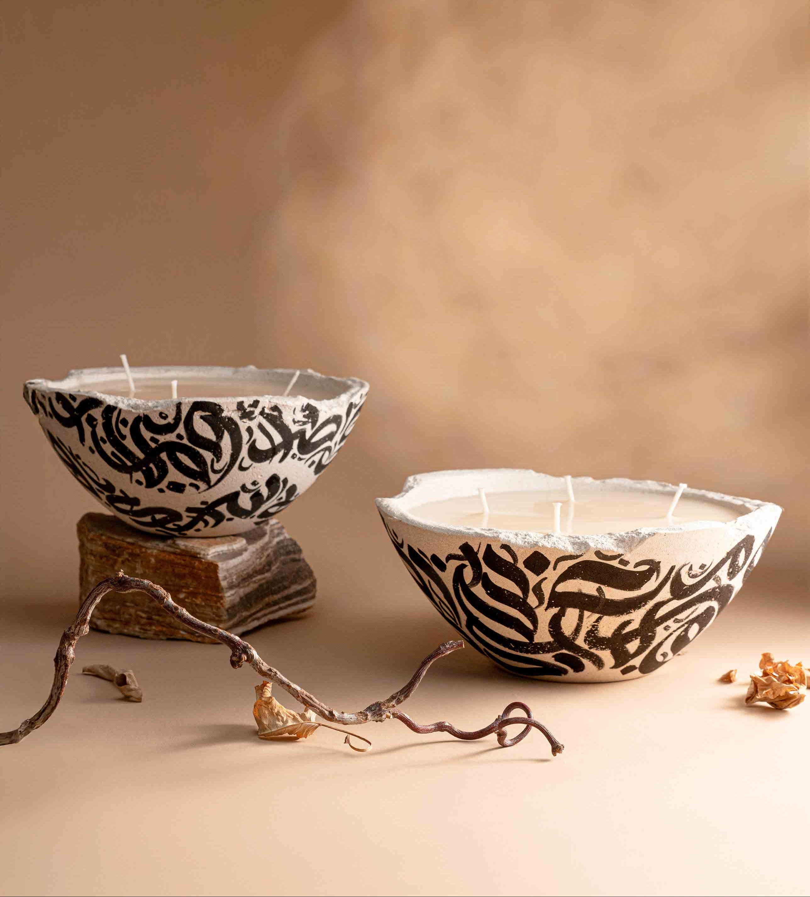 Layali Collection Eries candle, Eries bowl candle by pluto., hand-finished in Dubai