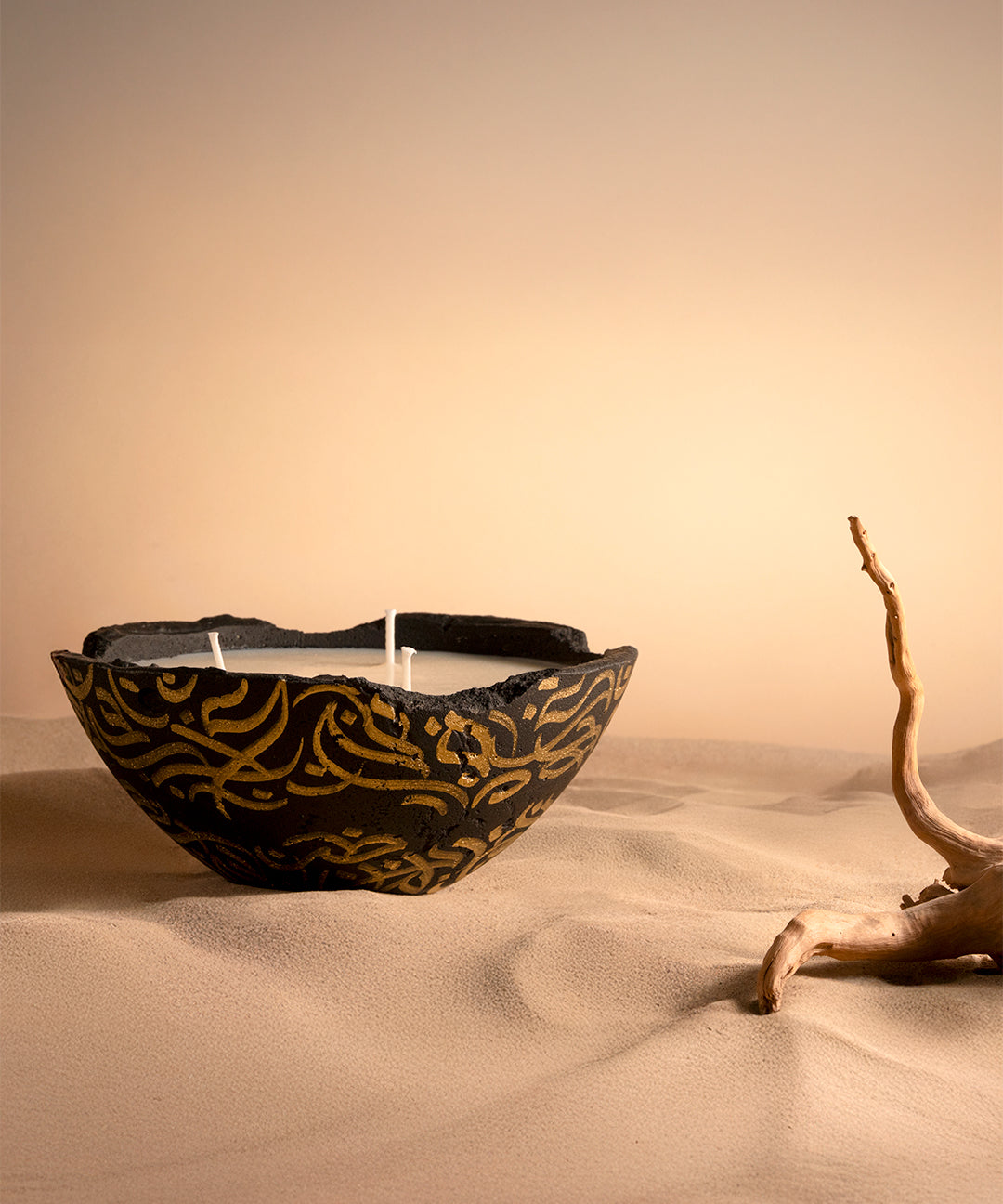 Layali Collection Eries candle in Black, hand-poured soy wax candle in sculptural Eries bowl, pluto. Dubai