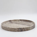 Kastanos- silver travertine tray, hand-finished home decor by pluto. Dubai