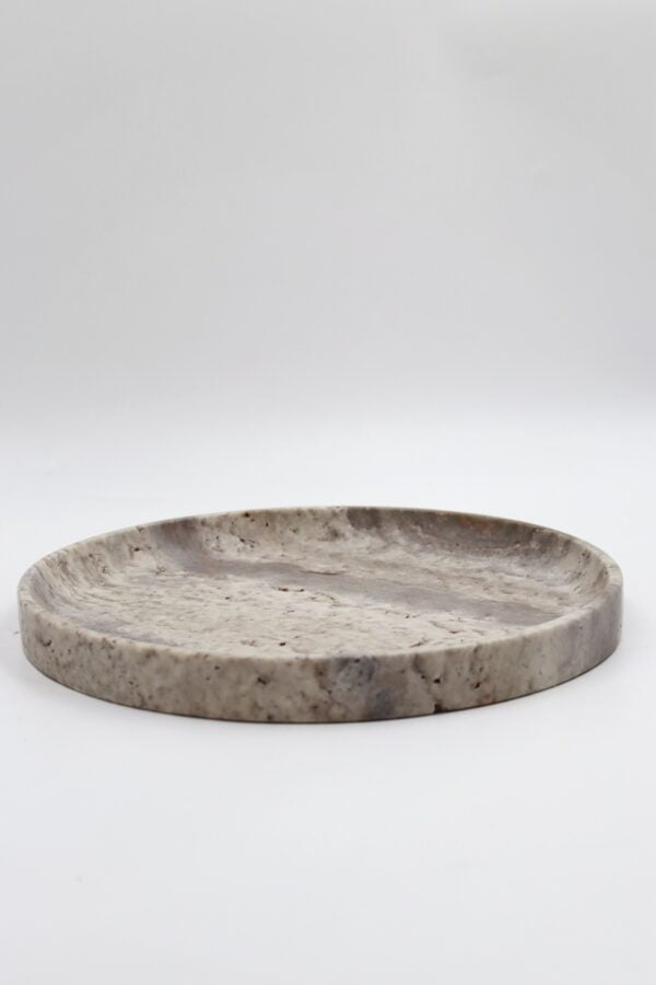 Kastanos- silver travertine tray, hand-finished home decor by pluto. Dubai
