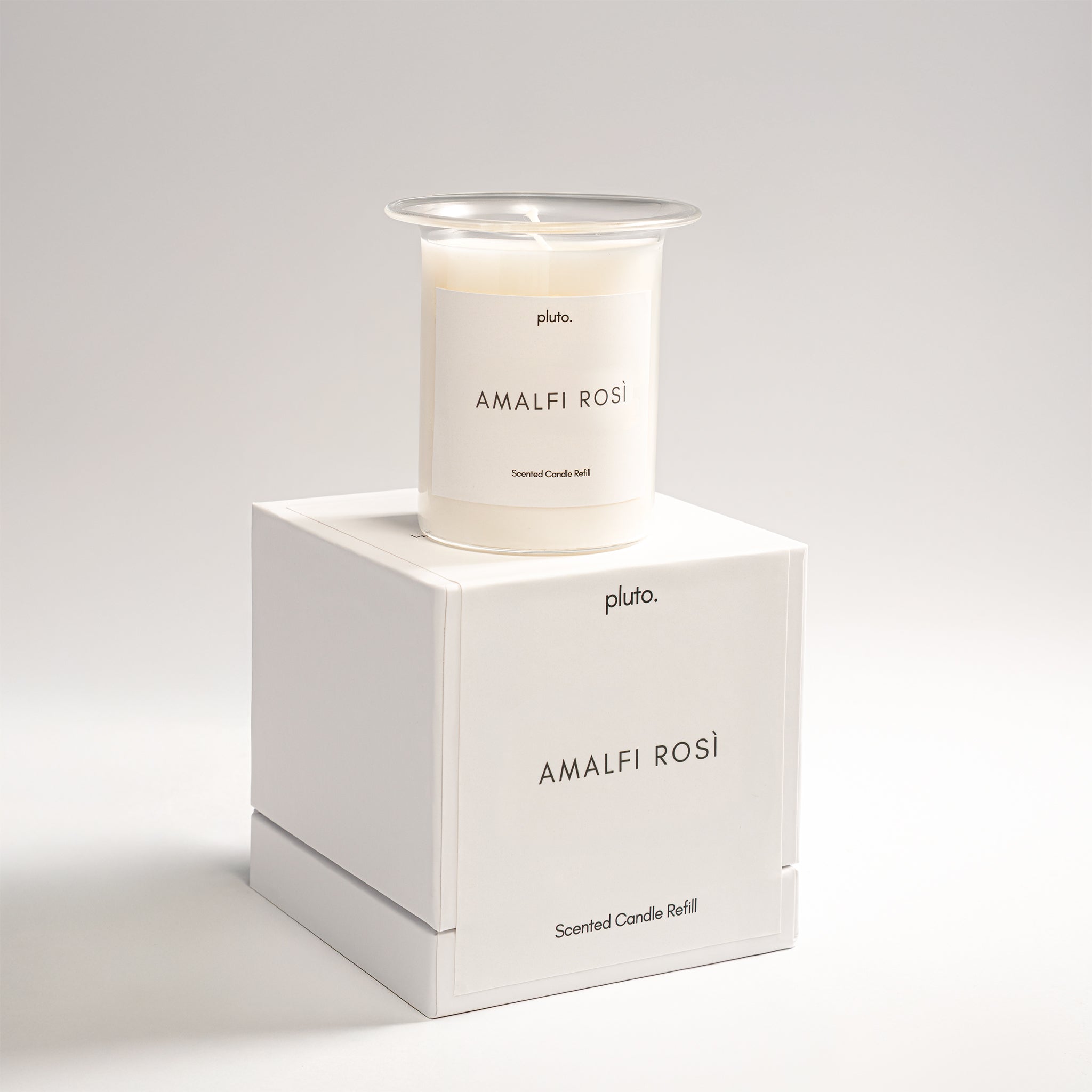 Scented candle refill by pluto., hand-poured soy wax candle in natural Scented candle refill marble vessel, Dubai