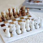 Ariana Marble & Onyx chess board, hand-finished home decor by pluto. Dubai