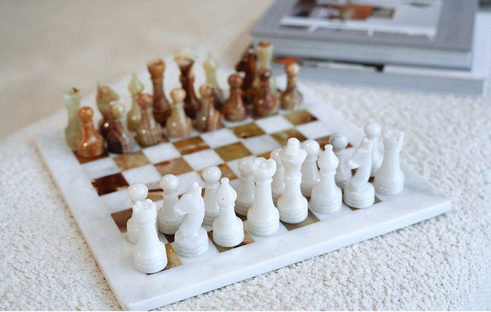 Ariana Marble & Onyx chess board, hand-finished home decor by pluto. Dubai