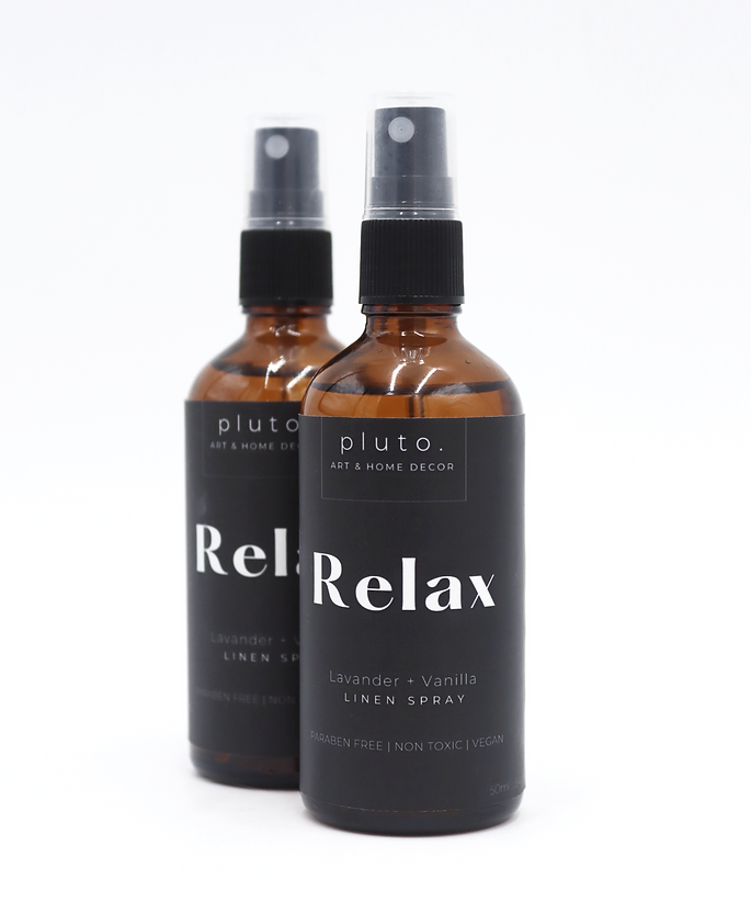 Linen spray ' Relax', hand-blended linen spray by pluto. Dubai