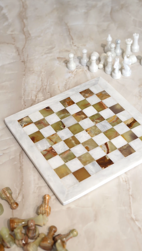 Ariana Marble & Onyx chess board, hand-finished home decor by pluto. Dubai