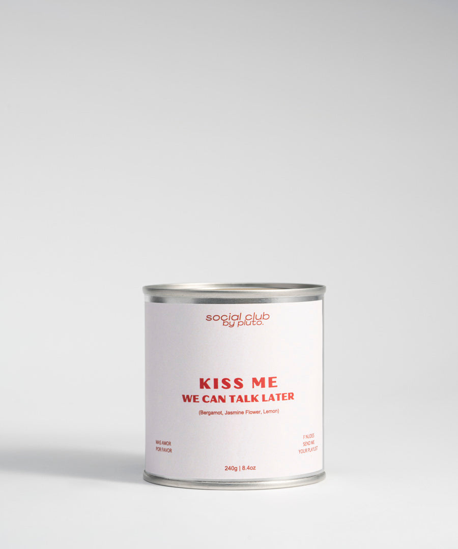 KISS ME - WE CAN TALK LATER, Social Club statement candle by pluto. Dubai