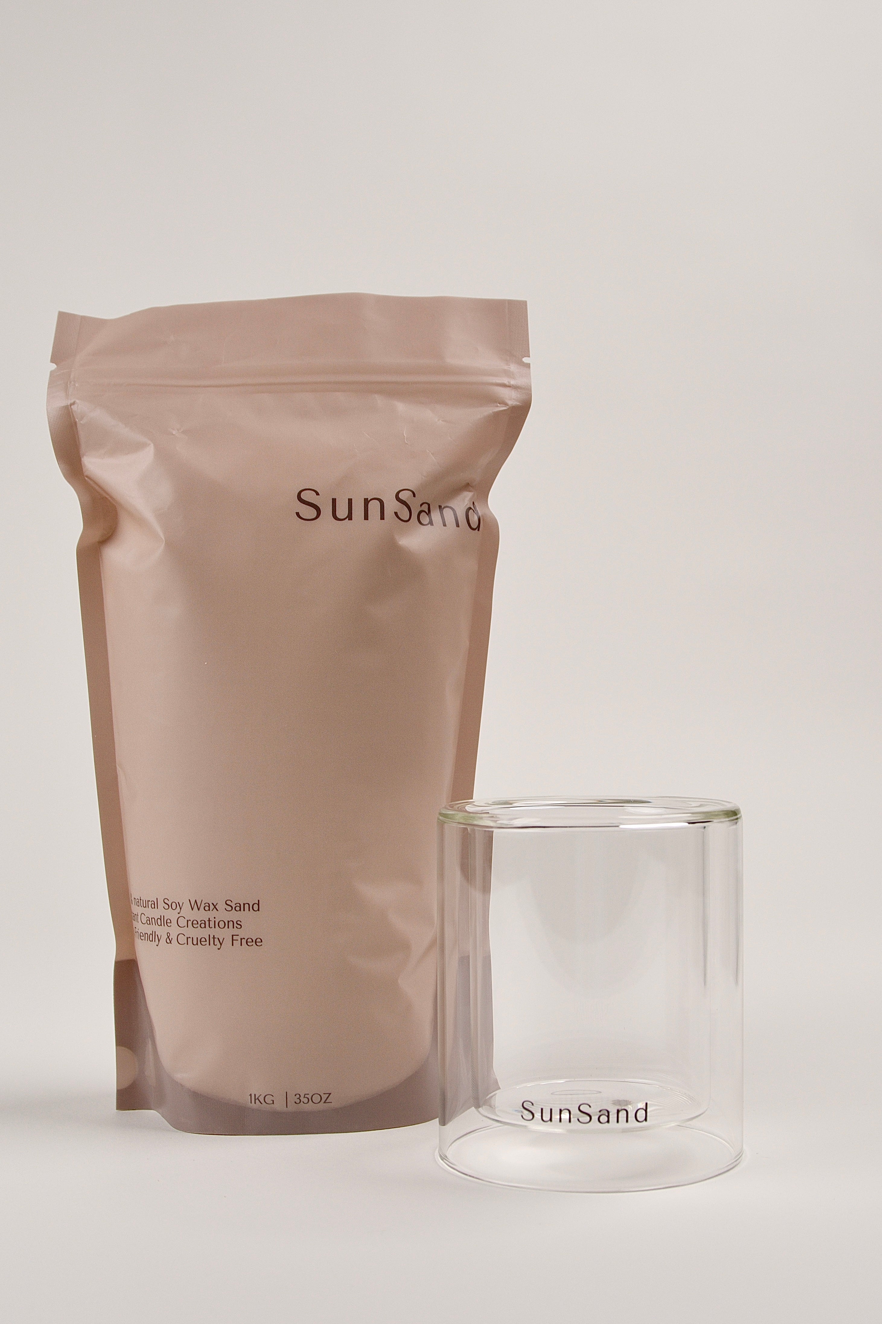Gobi set, sand-textured soy wax candle by pluto. Dubai