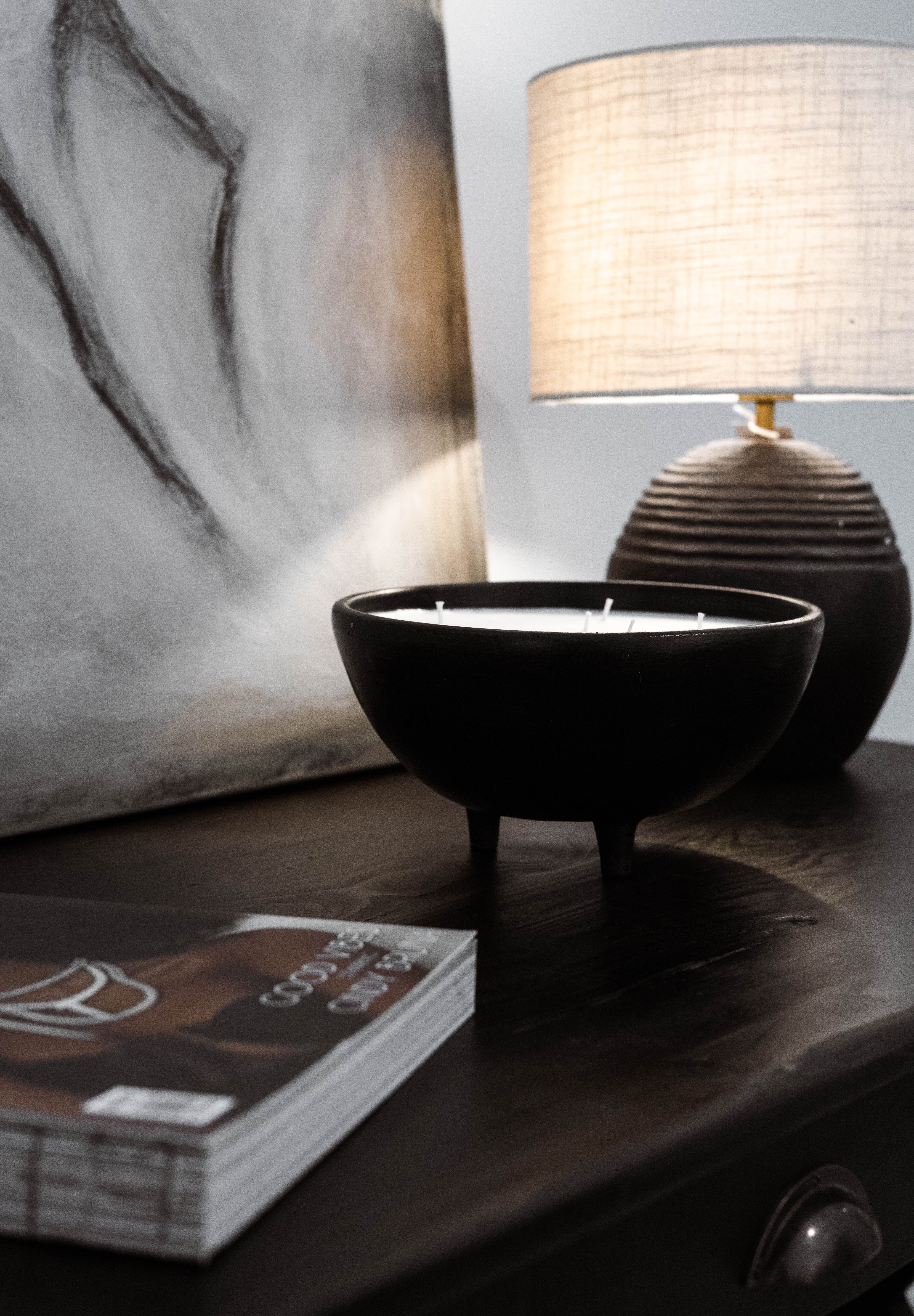 Dione 5wick candle- Black, hand-finished home decor by pluto. Dubai