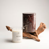 Rosso Levanto marble candle vessel close-up, refillable soy wax candle, pluto. Dubai