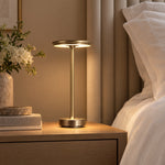 Gold cordless lamp in a luxury hotel suite