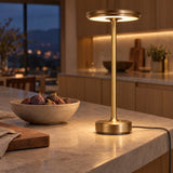 Gold XL table lamp on a marble kitchen island