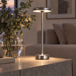 Silver XL table lamp on a stone sideboard