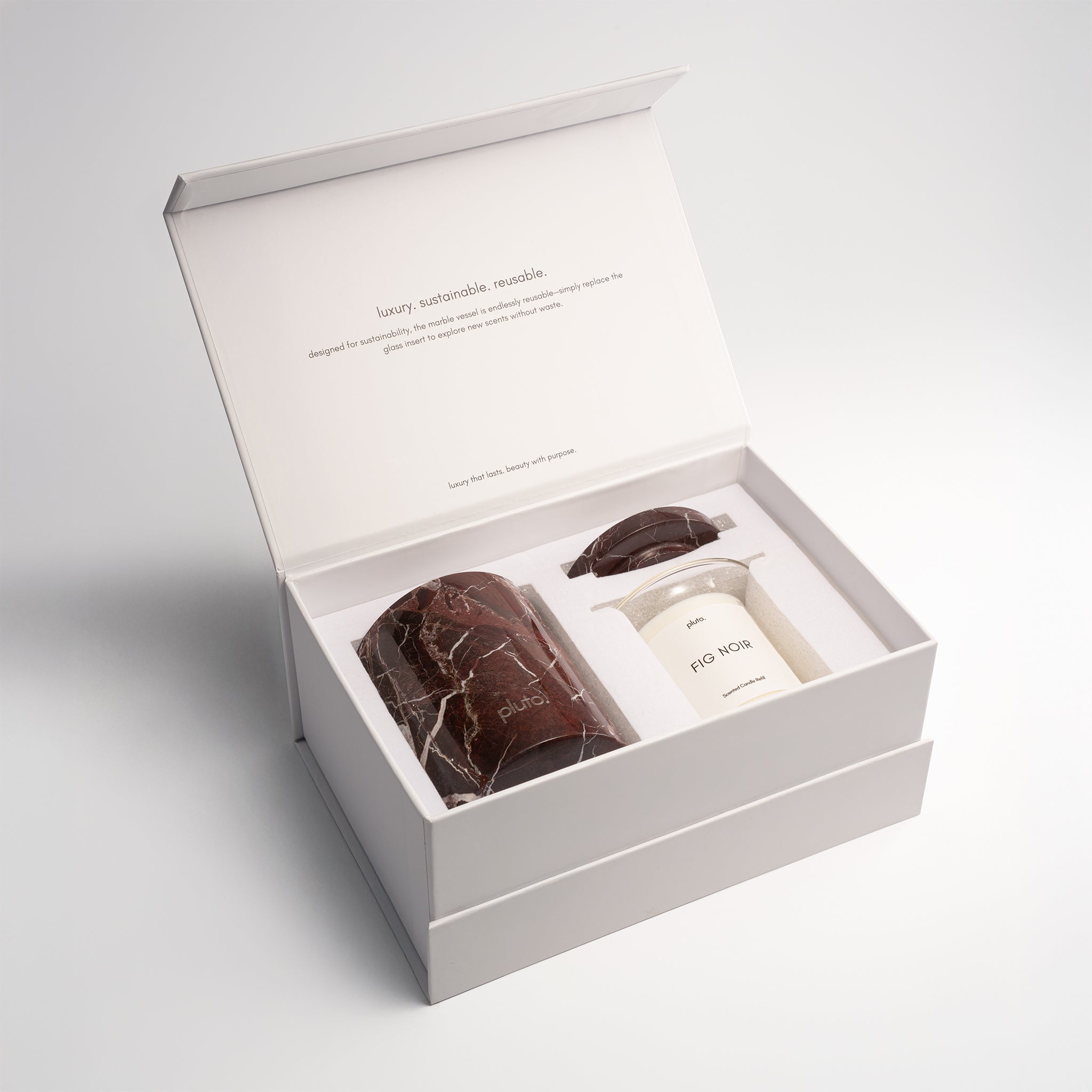 Rosso Levanto marble candle set, luxury hand-poured candle, pluto. Dubai