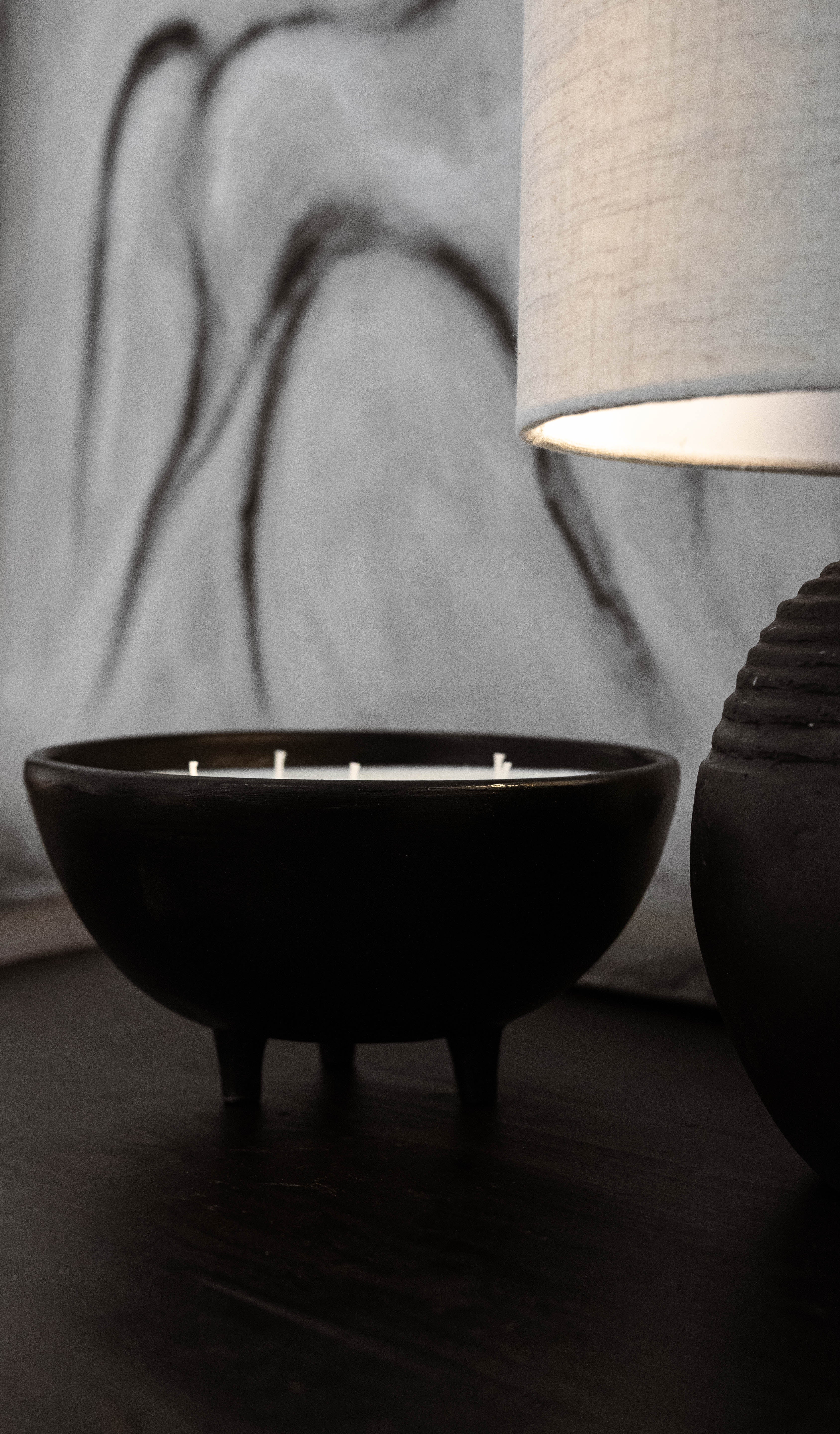 Dione 5wick candle- Black, hand-finished home decor by pluto. Dubai